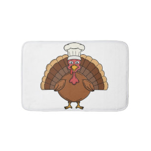 Tapis De Bain Dessin animé de dinde de chef pour Thanksgiving