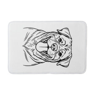 Tapis De Bain Dessin au trait de chien Rottweiler � ligne d'art