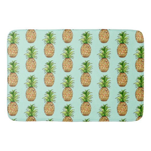 Tapis De Bain dessin d'ananas aquarelle (Devant)