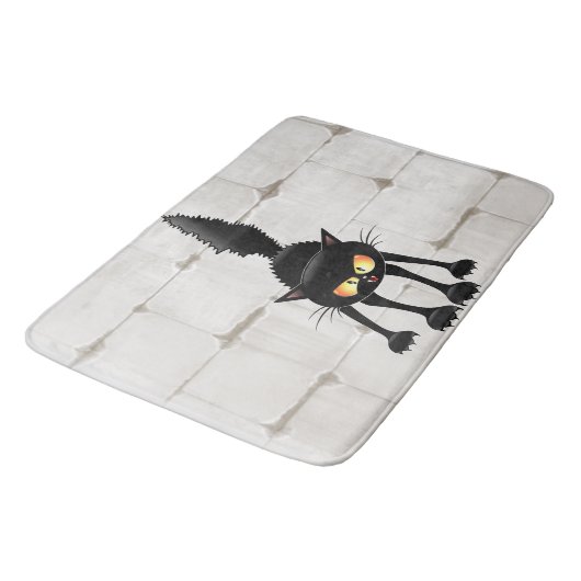 Tapis De Bain Dessin de Funny Fierce Black Cat (Angle)