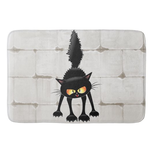 Tapis De Bain Dessin de Funny Fierce Black Cat (Devant)