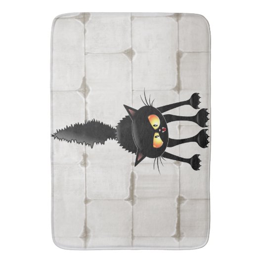 Tapis De Bain Dessin de Funny Fierce Black Cat (devant Vertical)