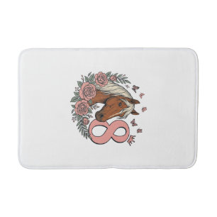 Tapis De Bain Dessin de gravure vintage floral pour les 8 ans du