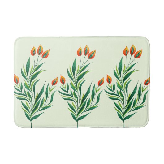 Tapis De Bain Dessin Plante de printemps Art botanique Abstrait (Devant)