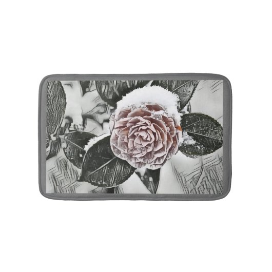 Tapis De Bain Dessin Rose de neige congelée (Devant)