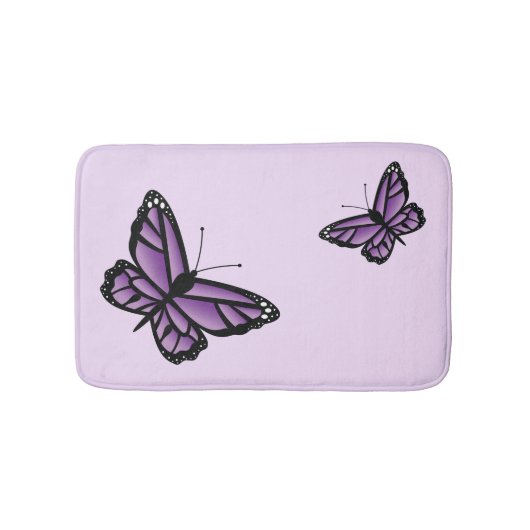Tapis De Bain Deux Beaux Papillons Violets (Devant)