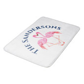 Tapis De Bain Deux Flamants roses roses Salle de bain Monogramme (Angle)