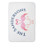 Tapis De Bain Deux Flamants roses roses Salle de bain Monogramme (devant Vertical)