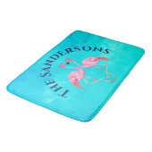Tapis De Bain Deux Flamants roses roses Salle de bain Monogramme (Angle)