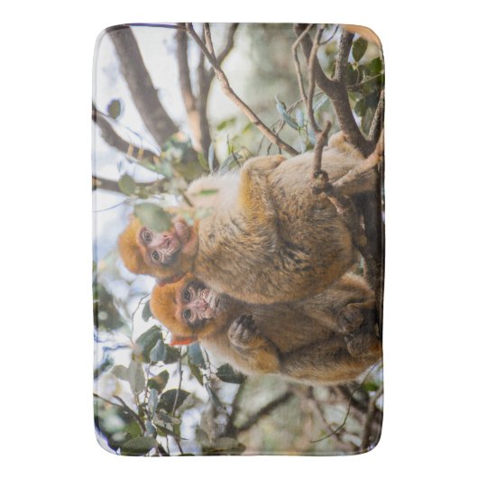 Tapis De Bain Deux Mignons singes (devant Vertical)