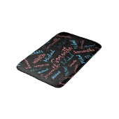 Tapis De Bain Deux noms couples motif monogramme bleu rose clair (Angle)