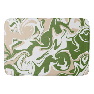 Tapis De Bain Déversement - Blanc, Sable et Palm Green