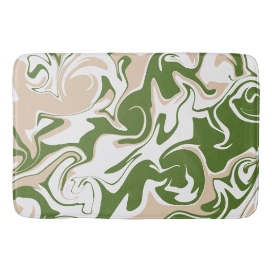 Tapis De Bain Déversement - Blanc, Sable et Palm Green (Devant)