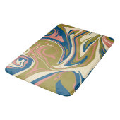 Tapis De Bain Déversement - Bleu, Vert olive, Rose et Crème (Angle)