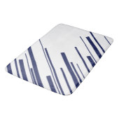 Tapis De Bain Diagonales en bleu et blanc (Angle)