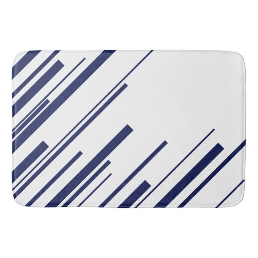 Tapis De Bain Diagonales en bleu et blanc (Devant)
