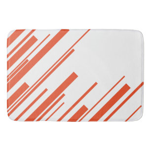 Tapis De Bain Diagonales en orange et blanc