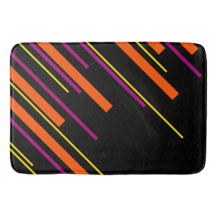 Tapis De Bain Diagonales - Noir, Rose, Orange et Jaune