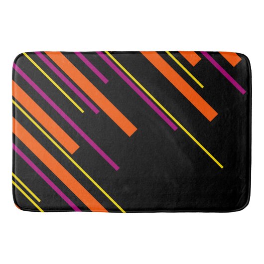 Tapis De Bain Diagonales - Noir, Rose, Orange et Jaune (Devant)