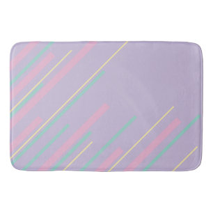 Tapis De Bain Diagonales - Pastel rose, jaune, violet et vert