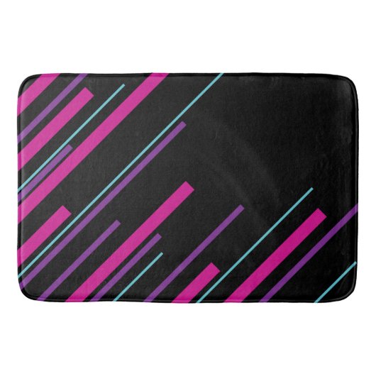 Tapis De Bain Diagonales - rose, violet, bleu et noir (Devant)