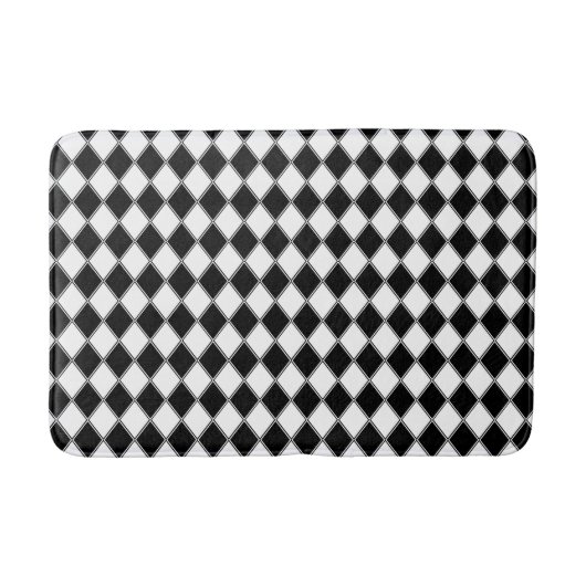Tapis De Bain Diamant Noir et Blanc Motif Argyle (Devant)