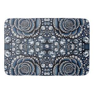 Tapis De Bain Diamant Rose & Denim Glam Bling Bijoux