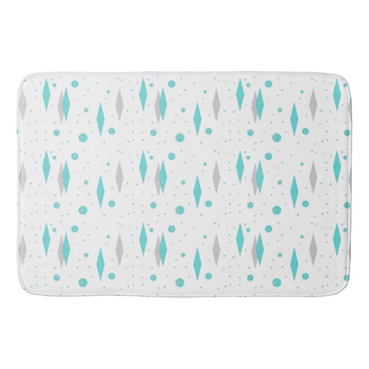 Tapis De Bain Diamant Turquoise Rétro & Mat de bain Starburst (Devant)