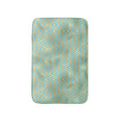 Tapis De Bain Diamants Art Déco Motif, Turquoise & Or (Devant (Vertical))