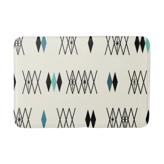 Tapis De Bain Diamants de l'ère atomique rétro Motif Turquoise (Devant)