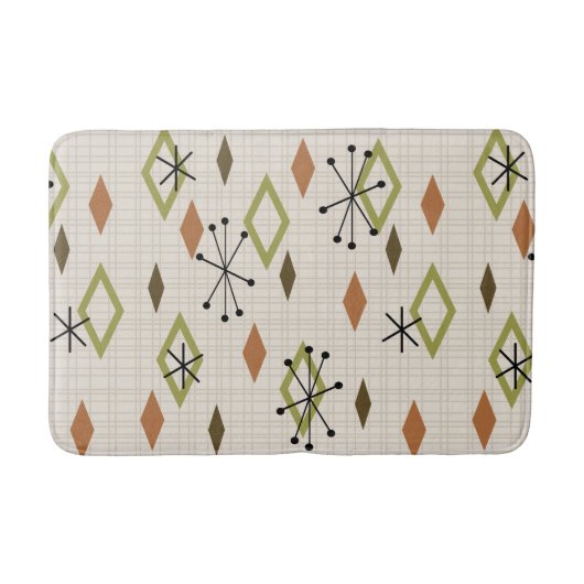 Tapis De Bain Diamants modernes du milieu du siècle Nature Tons  (Devant)