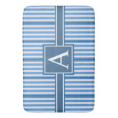 Tapis De Bain Dimensions simples Bleu et Blancs Monogramme (devant Vertical)