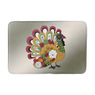 Tapis De Bain Dîner d'action de grâce Fête colorée Floral Turqui
