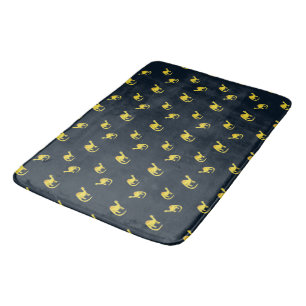 Tapis De Bain Dinosaures jaunes mignons motif sur bleu