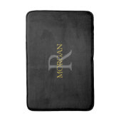 Tapis De Bain do-it-yourself Monogramme & Nom, Or & Gris Texte,  (Devant (Vertical))
