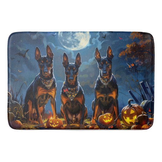 Tapis De Bain Doberman Halloween Éffrayant (Devant)