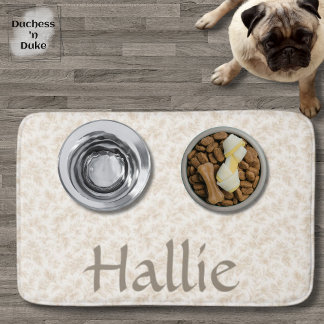 Tapis De Bain Dog Placemat - Ivory Botanical, Personalized 