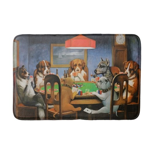 Tapis De Bain Dogs Playing Poker by Cassius Marcellus Coolidge's (Devant)