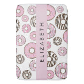 Tapis De Bain Donuts Roses, Donuts Blancs, Sprinkings, Votre Nom (devant Vertical)