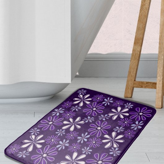 Tapis De Bain Doodle de fleurs violettes foncées