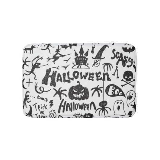 Tapis De Bain Doodles de monstre d'Halloween amusant (Devant)
