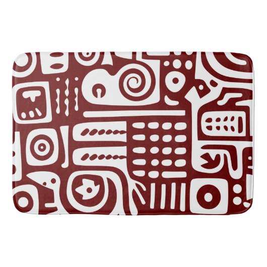 Tapis De Bain Doodles rouge foncé et blanc 2 de 4 (Devant)