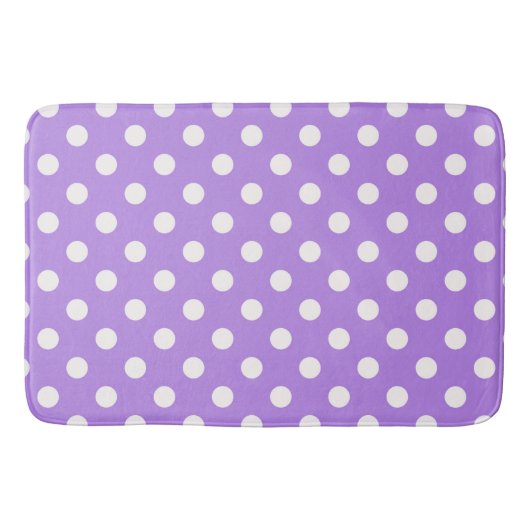 Tapis De Bain Dot de Pois amusants violet et blanc (Devant)