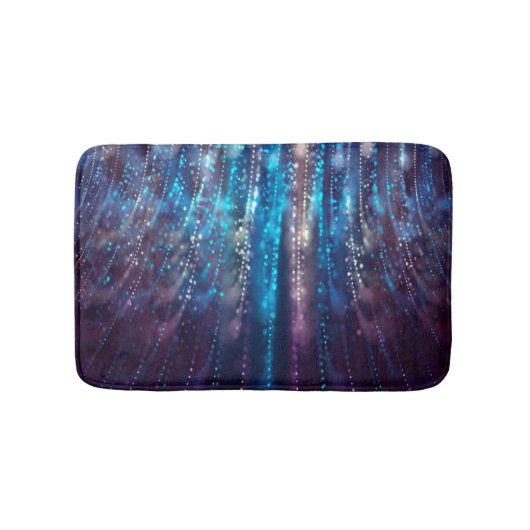 Tapis De Bain Douche bleue et argentée de conception abstraite (Devant)