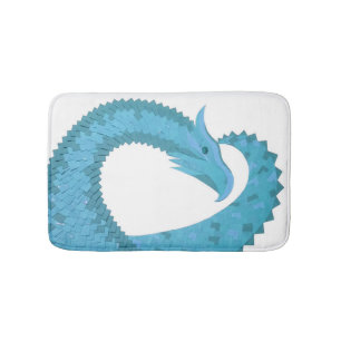 Tapis De Bain Dragon cardiaque turquoise en blanc
