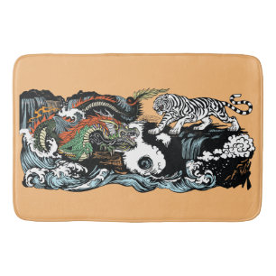 Tapis De Bain Dragon chinois contre le tigre