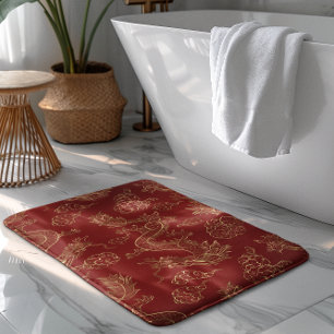 Tapis De Bain Dragon chinois or et rouge foncé