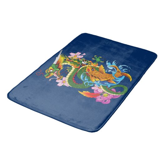 Tapis De Bain Dragon chinois vert Koi (Angle)