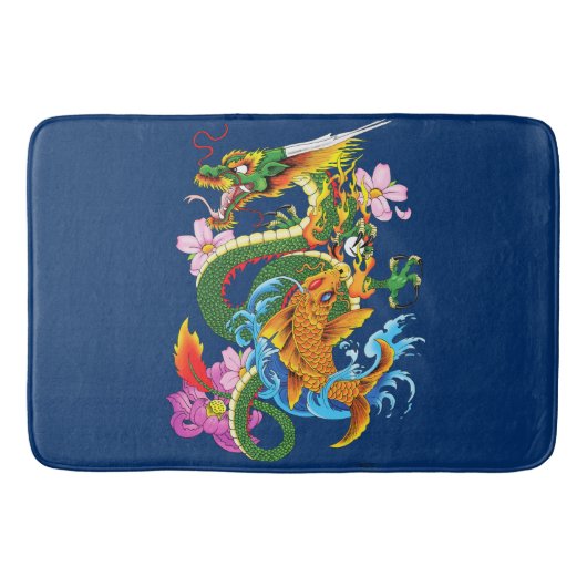 Tapis De Bain Dragon chinois vert Koi (Devant)