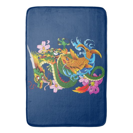Tapis De Bain Dragon chinois vert Koi (devant Vertical)